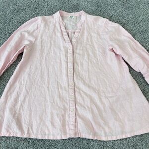 Symple NYC 100% Linen Button Up Top Pink Womens Size M Beachy Travel Summer